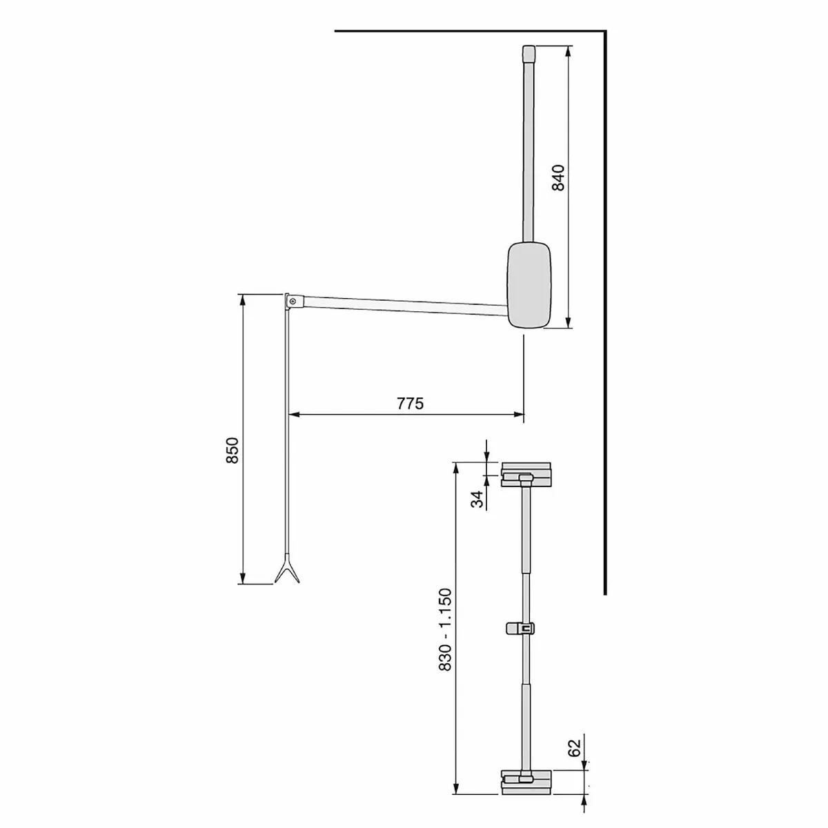 - Pull down hanging rail for wardrobe lift - Image 4