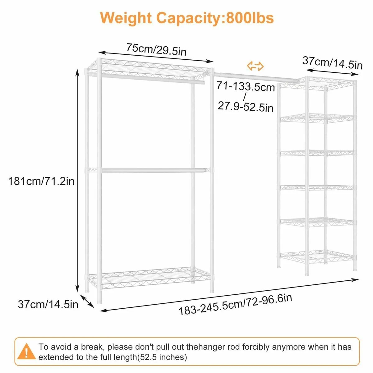 Extendable Clothes Rails Heavy Duty Clothing - Image 3