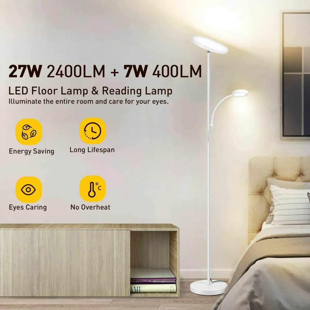 LED Floor Lamp with Reading Mother/Father Parent - Image 4