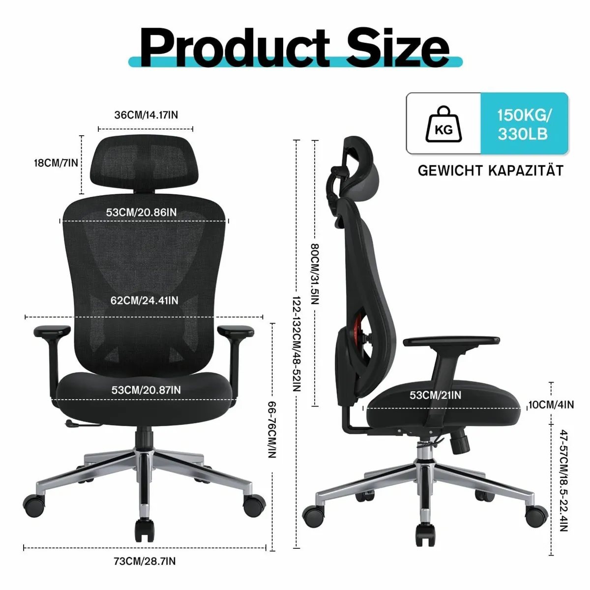 Ergonomic Office Chair - Computer Desk with - Image 3