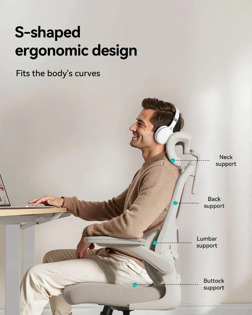 P1 Ergonomic Office Chair with Flip-Up Armrest - Image 2