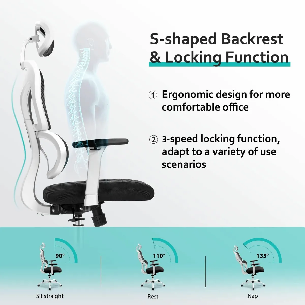 Office Chair Ergonomic Desk chairs for home With - Image 3