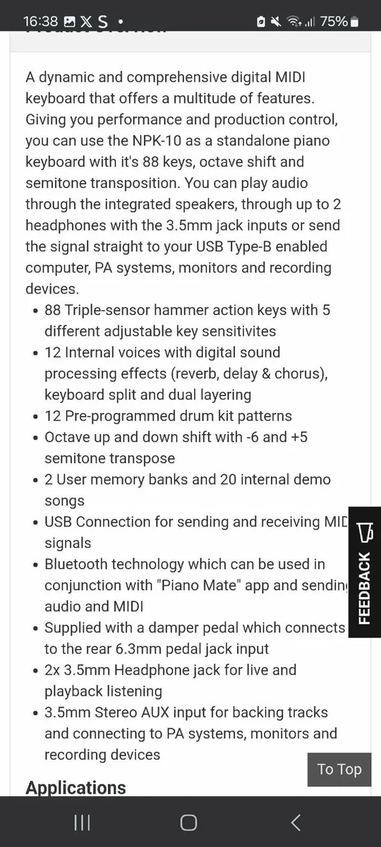 Nux-NPK 10 digital Piano - Image 3