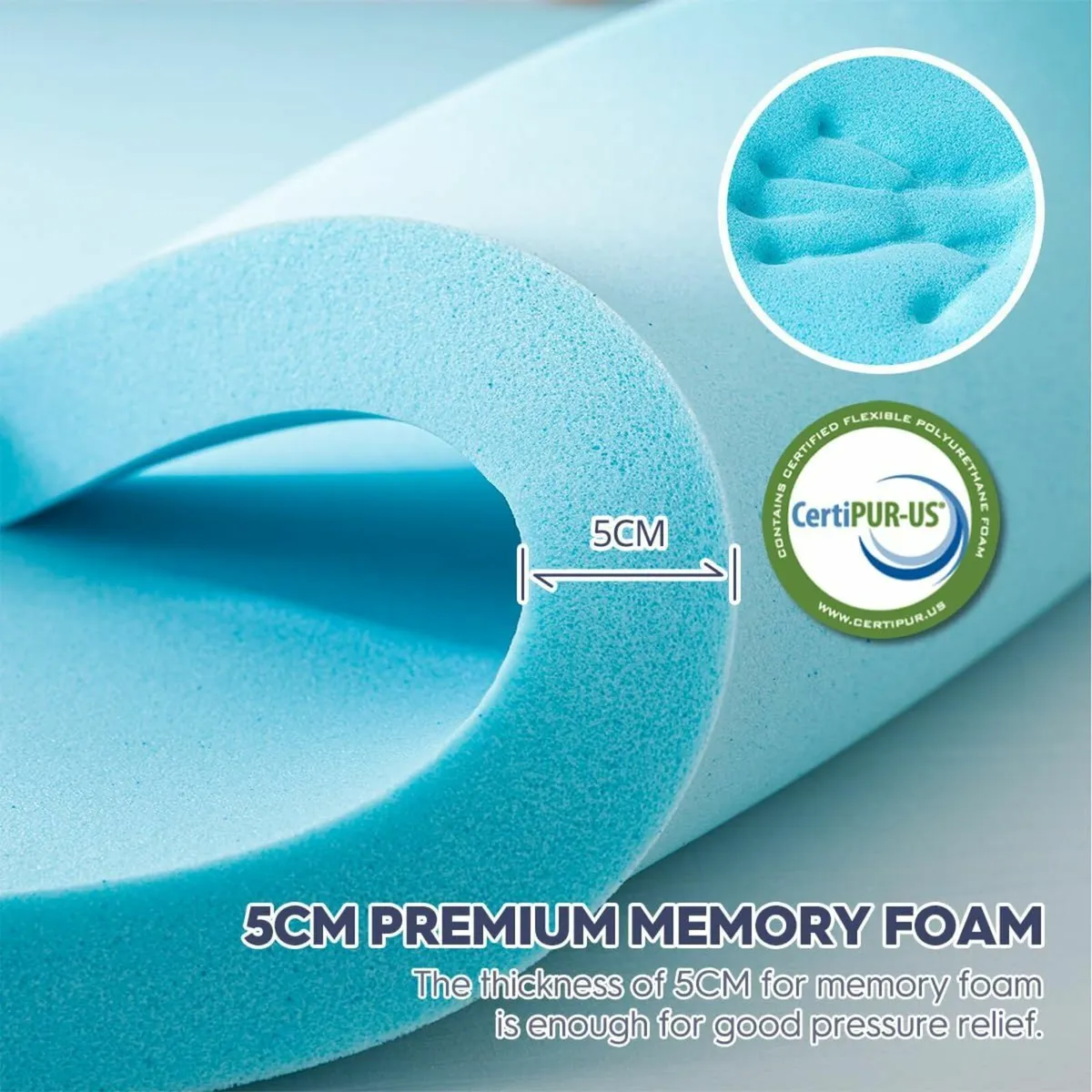 Memory Foam Mattress Topper Kingsize Bed - Soft - Image 3