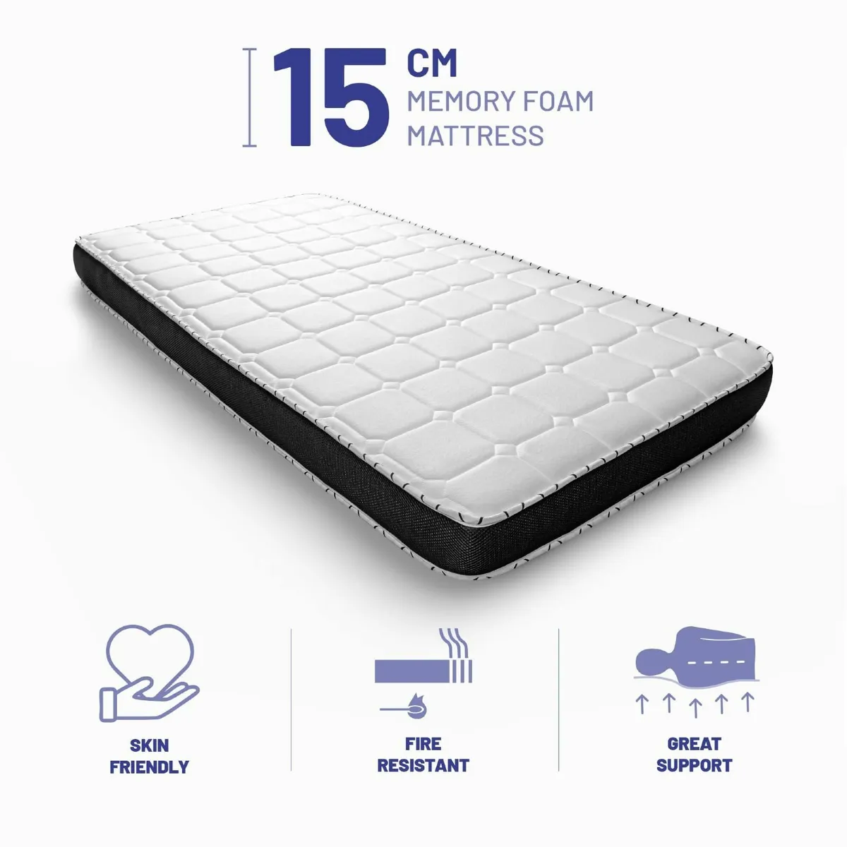 3ft Single Mattress Memory Foam 6 Inch Deep Plush - Image 2