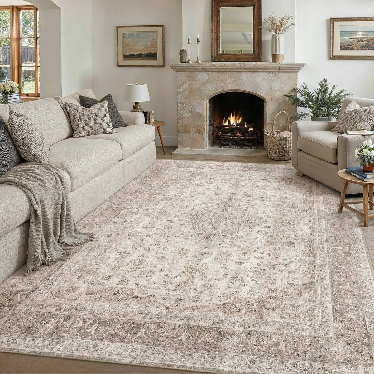 Vintage Living Room Area Beige Rug 240x300cm - Image 1