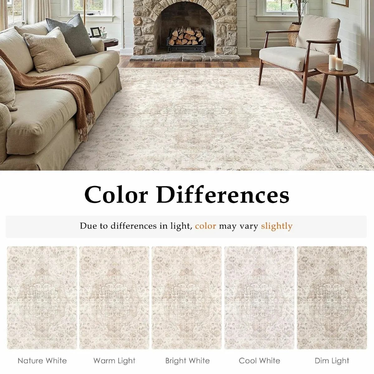 Beige Rugs Living Room 200x300cm Vintage Machine - Image 2