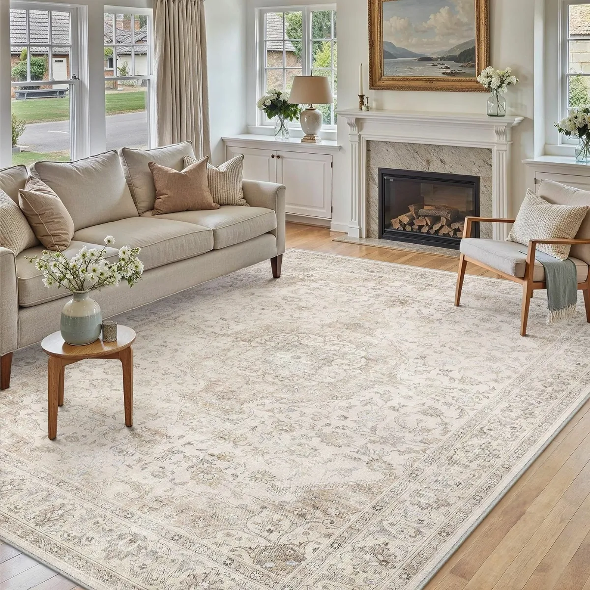 Beige Rugs Living Room 200x300cm Vintage Machine - Image 3