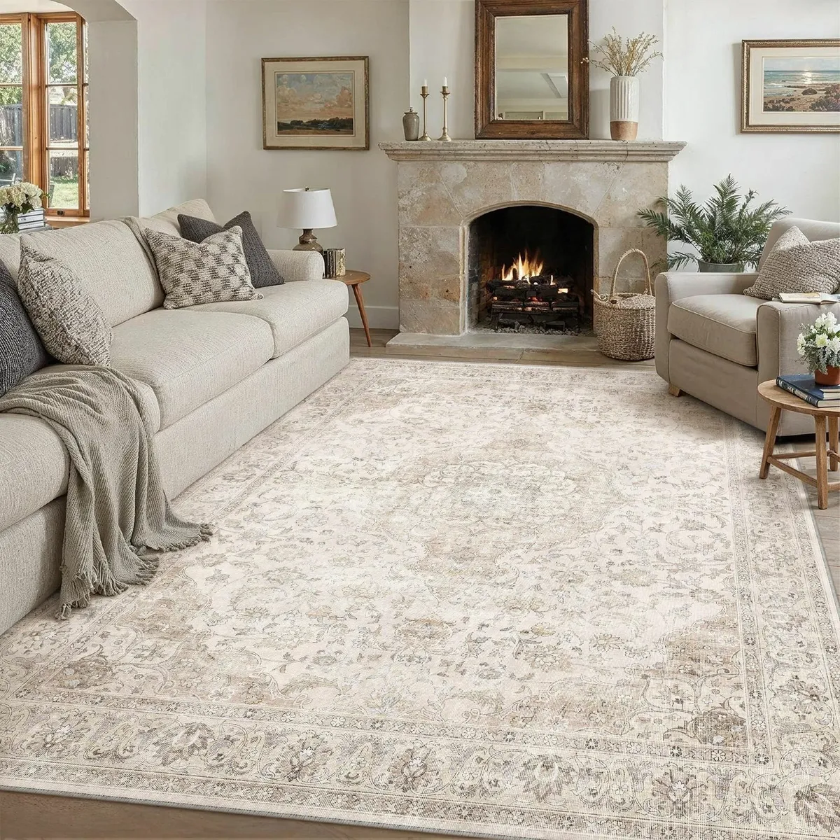 Beige Rugs Living Room 200x300cm Vintage Machine - Image 4