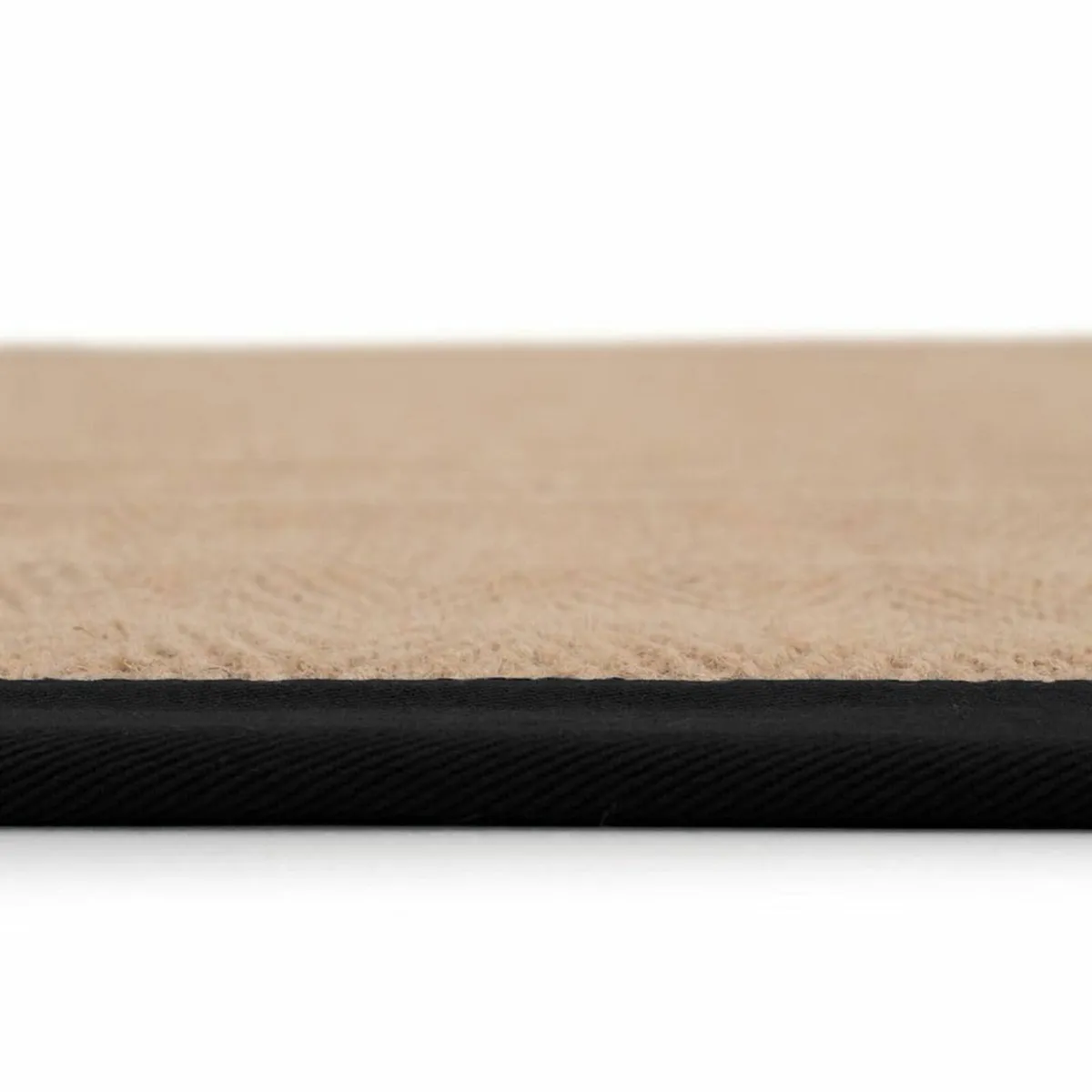 Jute Black Cotton Bordered Rugs Brown Beige - Image 3