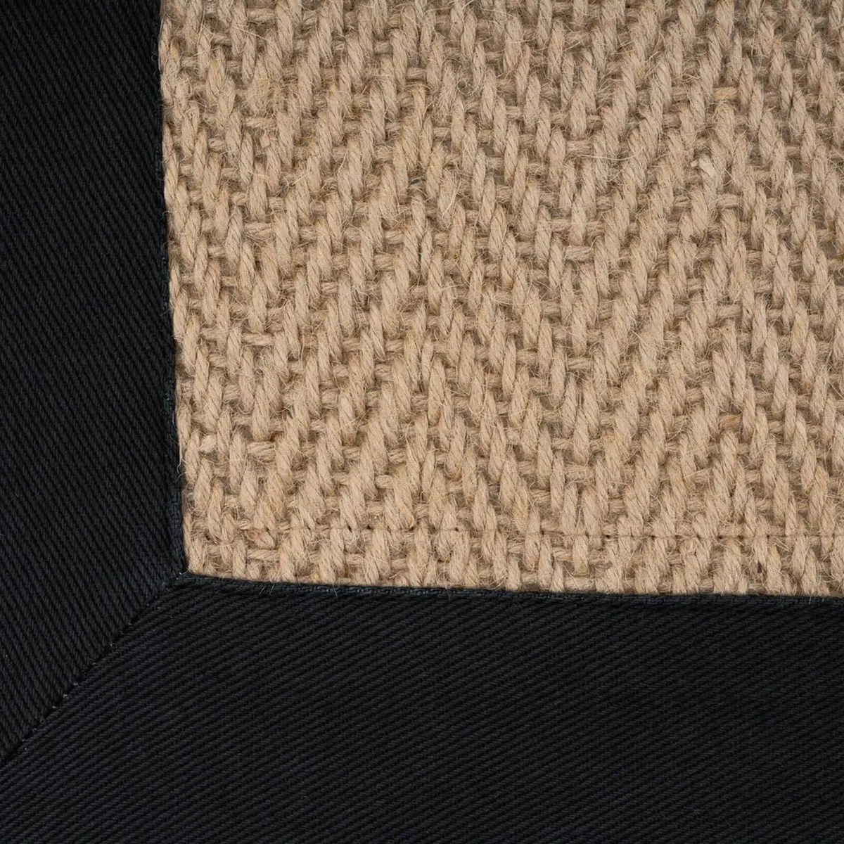 Jute Black Cotton Bordered Rugs Brown Beige - Image 4