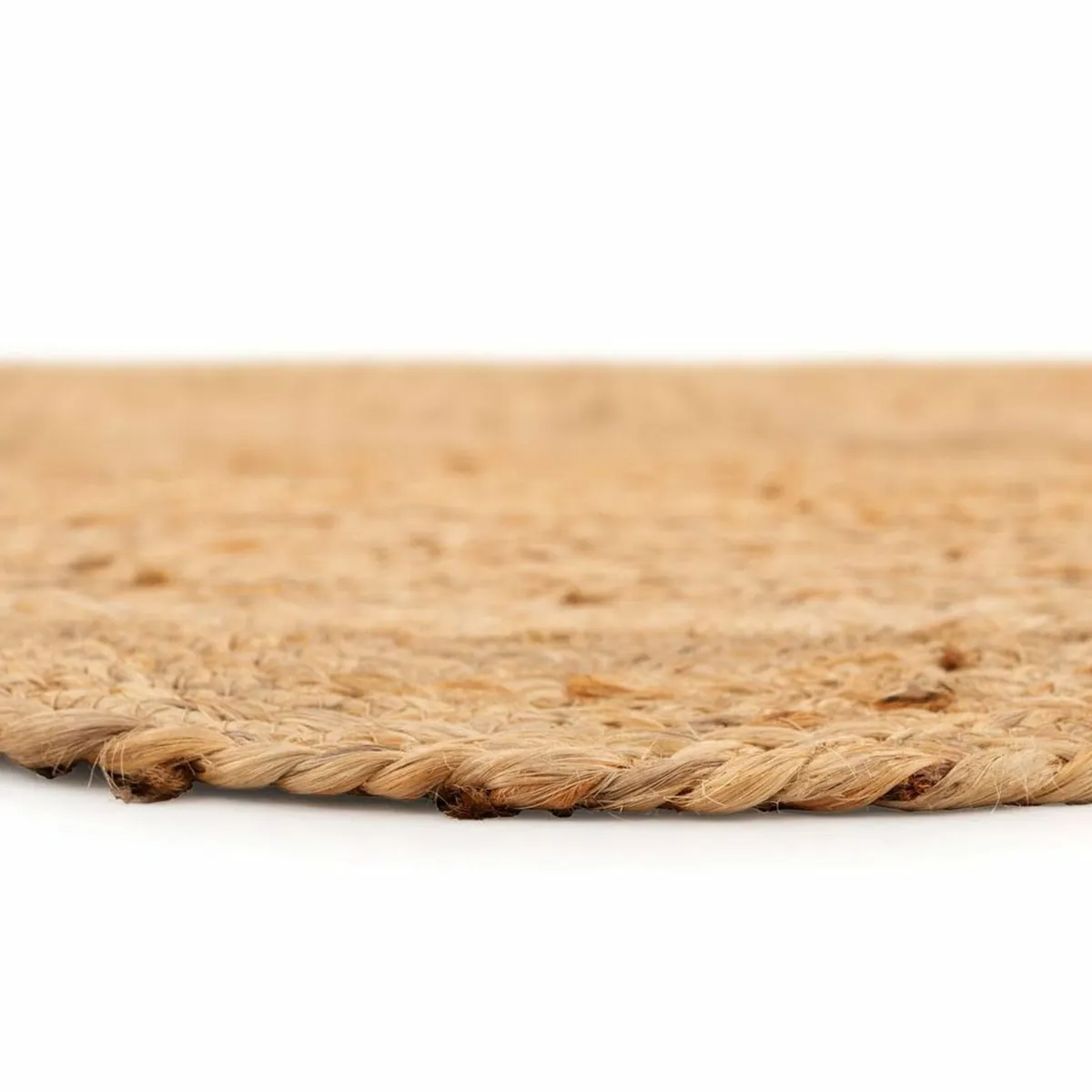 Scalloped Jute Rug Natural Beige Rustic Curved - Image 4