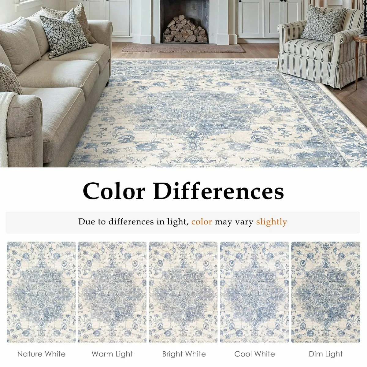 Living Room Area Blue Rug 200x300cm Machine - Image 2