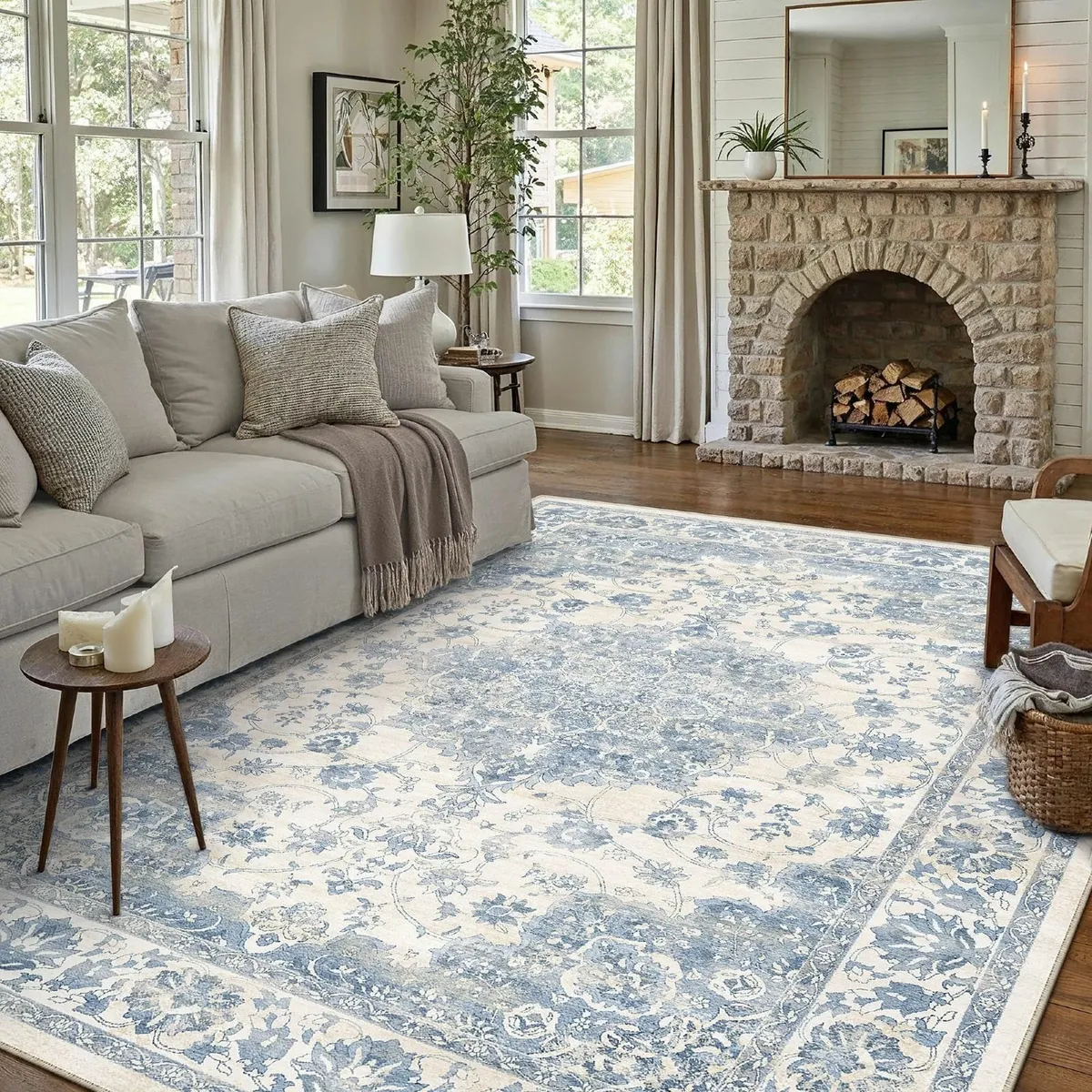 Living Room Area Blue Rug 200x300cm Machine - Image 4