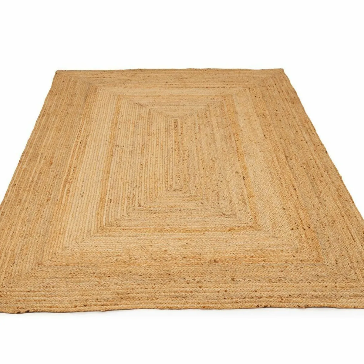 Jute Rug Natural Beige Rustic Golden Rectangular - Image 2