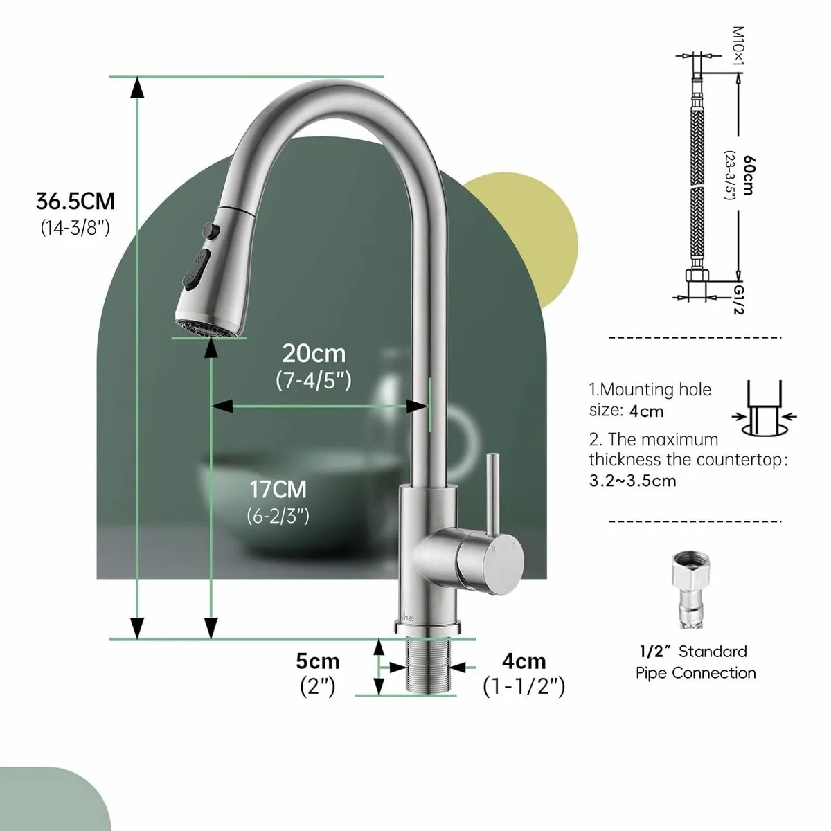 Kitchen Taps with Pull Out Spray Sink Mixer Tap - Image 2