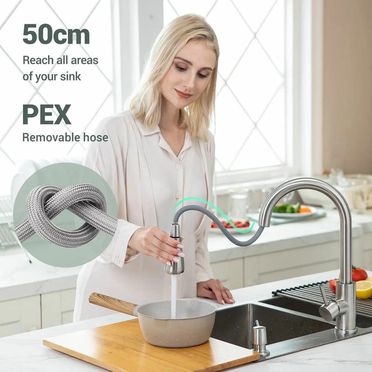 Kitchen Taps with Pull Out Spray Sink Mixer Tap - Image 3