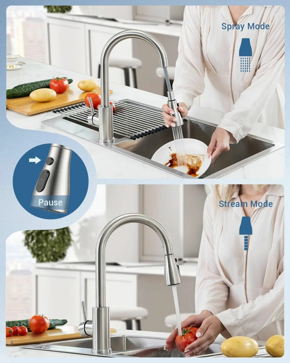Kitchen Taps with Pull Out Spray Sink Mixer Tap - Image 4