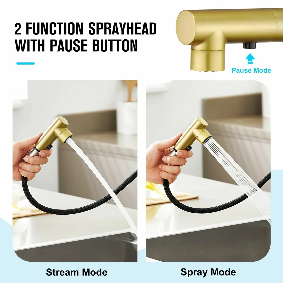 3 Function Sprayer Pull Out Kitchen Mixer Tap - - Image 3