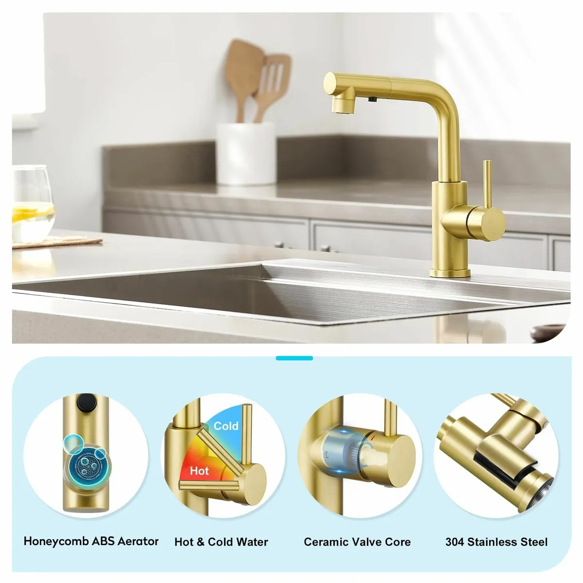 3 Function Sprayer Pull Out Kitchen Mixer Tap - - Image 4