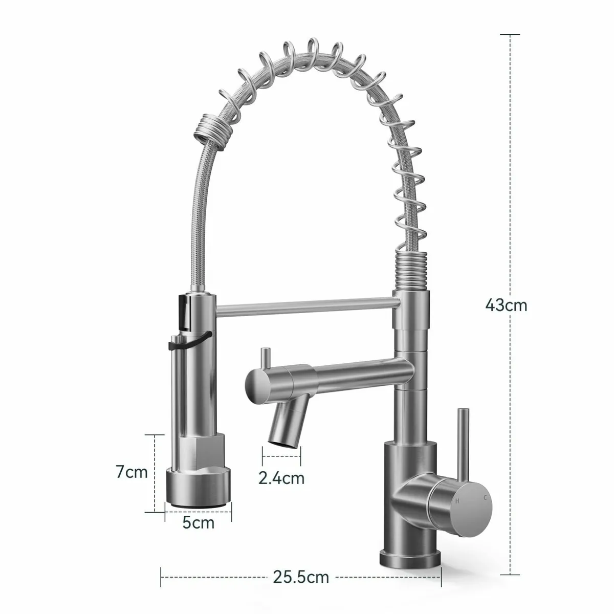 Professional Kitchen Tap High Arc Taps with Pull - Image 2