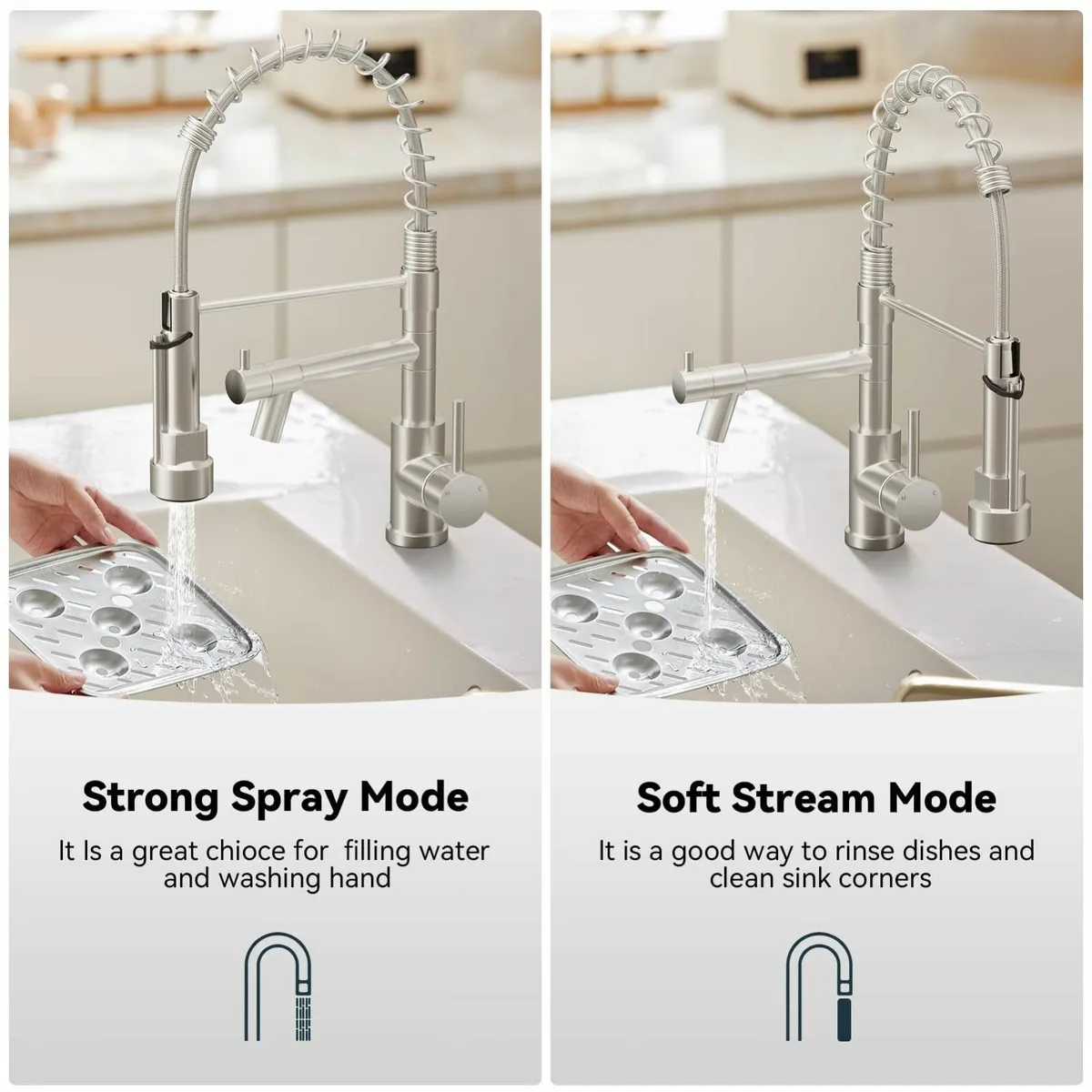 Professional Kitchen Tap High Arc Taps with Pull - Image 3