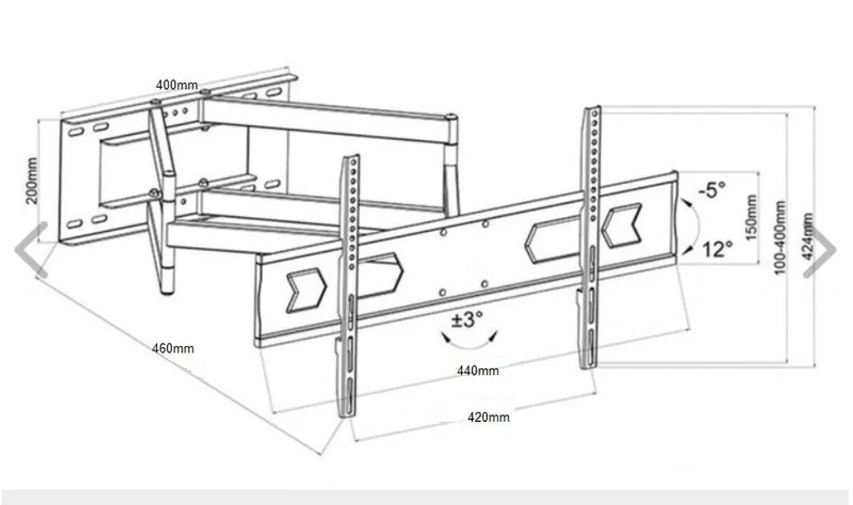 Heavy Duty TV Wall Bracket swivel with two arms for TV 23-55 inches - Sturdy Powerful TV Wall Bracket - Image 2