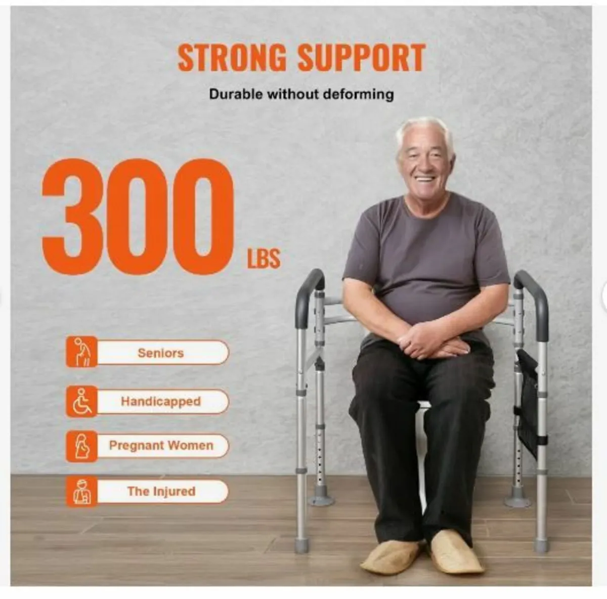 Toilet Safety Rail, 300 LBS Foldable Toilet Seat - Image 2