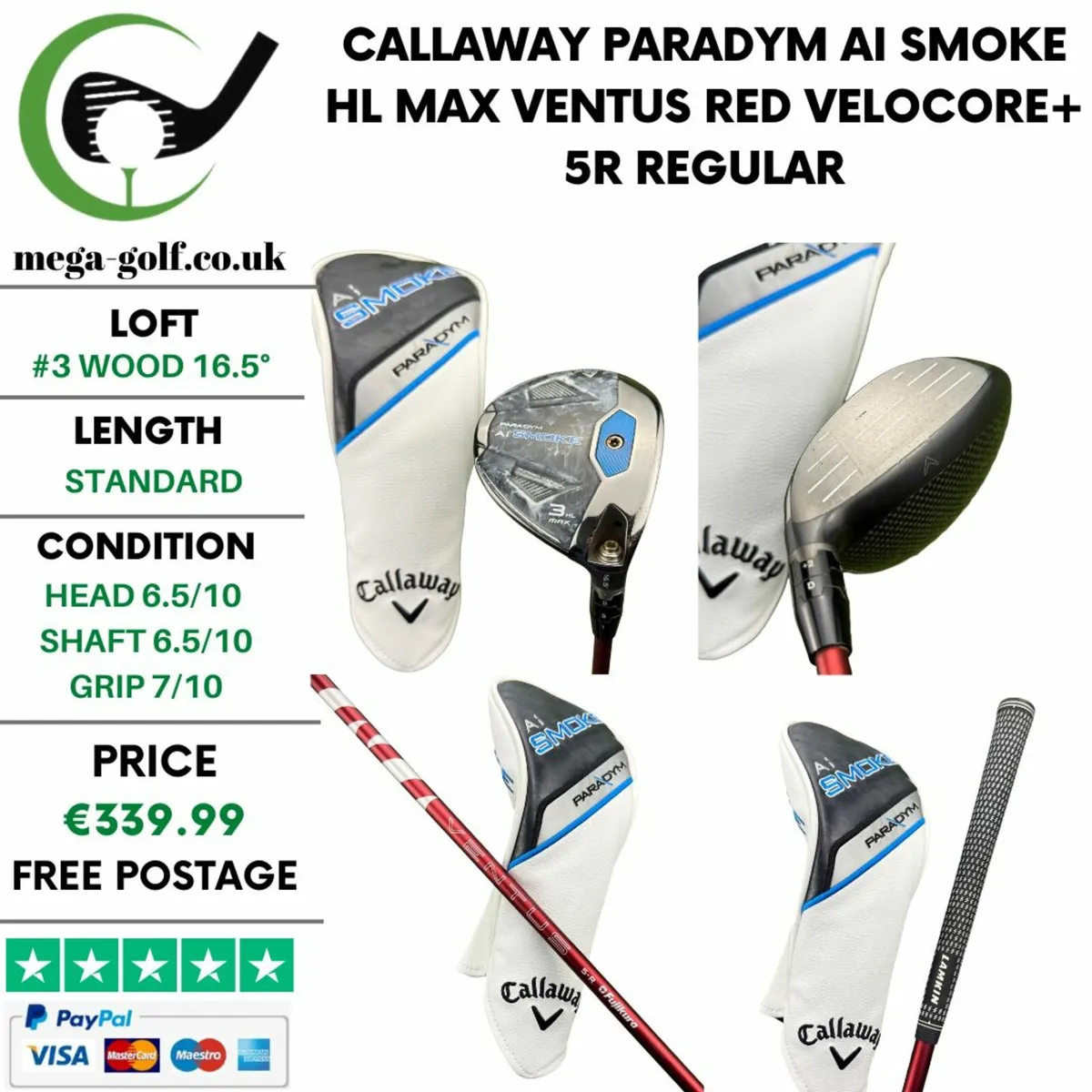 Callaway Paradym Ai Smoke HL Max #3 Wood 16.5° - Image 1