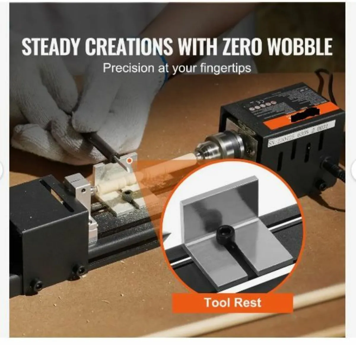 Mini Lathe Machine, 7 cm x 16 cm, 24VDC 96W - Image 3