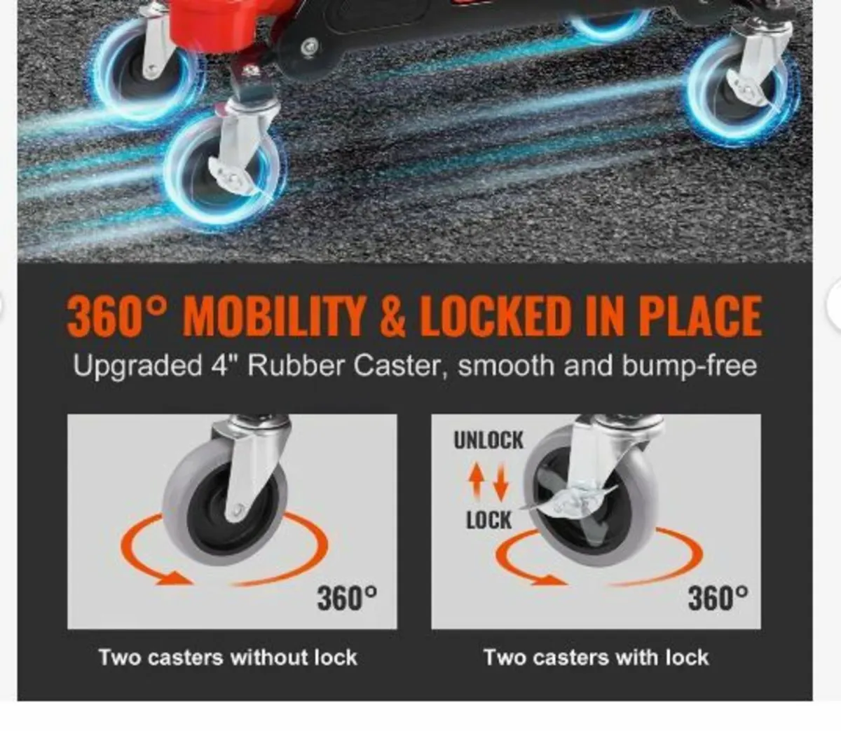 Mechanics Stool, 136.1kg Capacity Rolling - Image 3