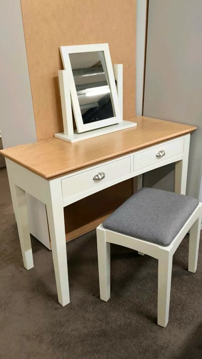 Vanity Dresser Set - Table Mirror and Stool - Image 1