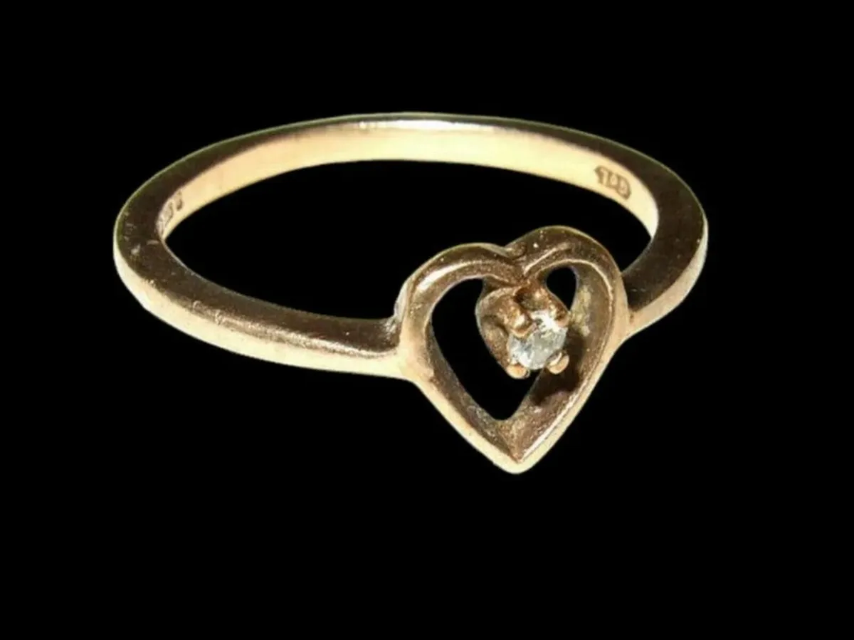 Vintage 9ct Hallmarked Diamond Suspension Ring - Image 3