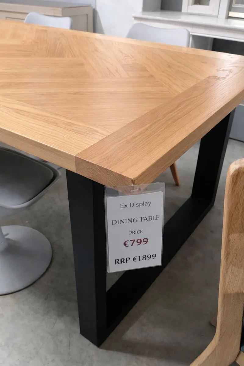 2.0m Solid Oak Dining Table Ex Display Like New - Image 1
