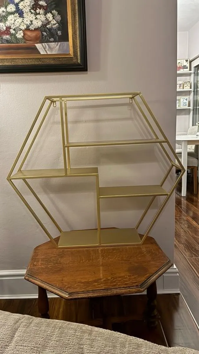 Shelves - Hexagon, Gold Coloured Shelves - Image 1