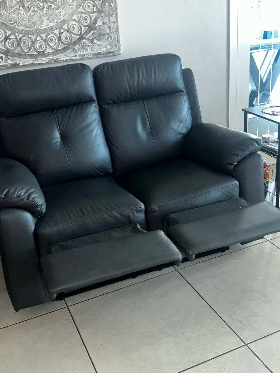 3 Piece Leather Grey Suite of Recliner Furniture - Image 1