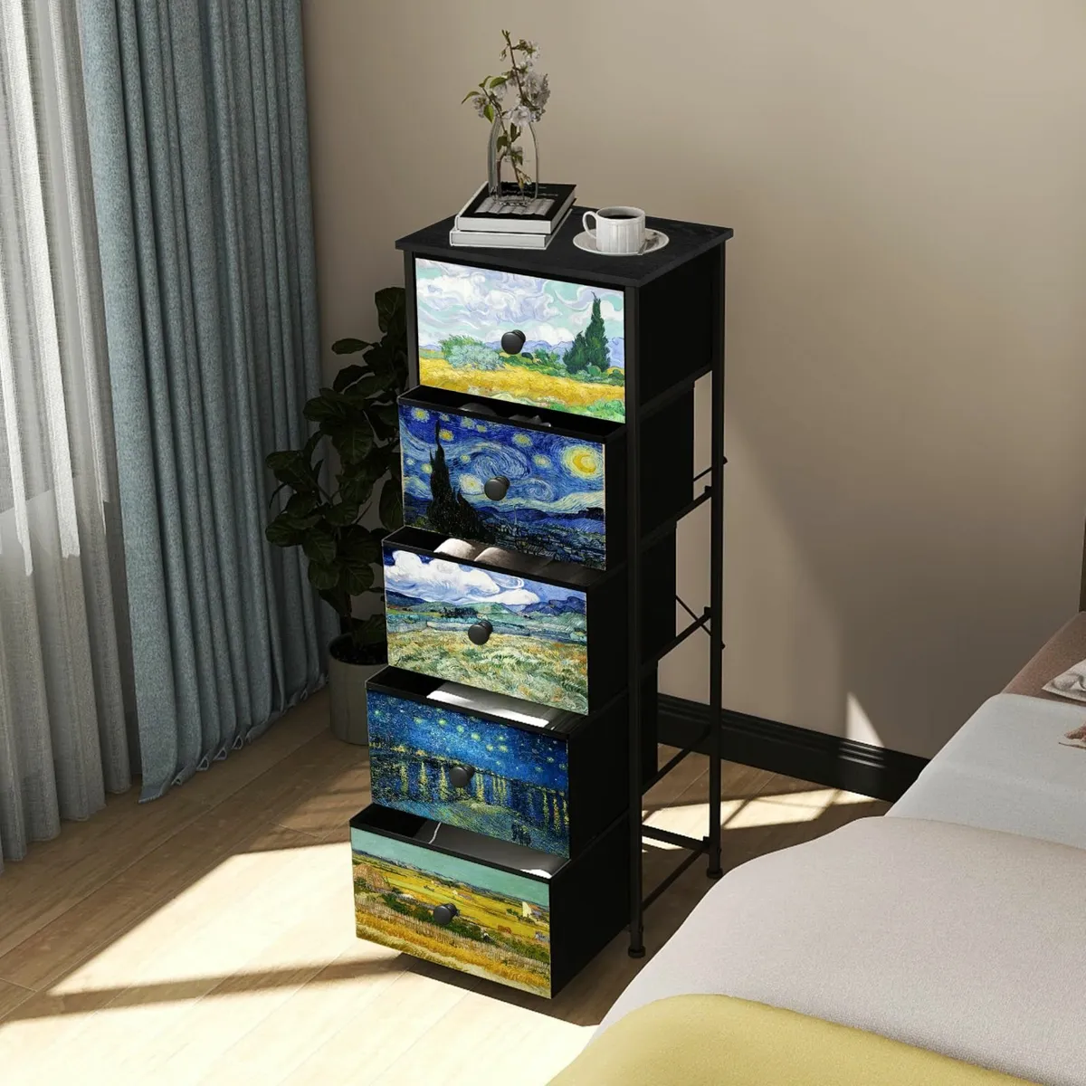 Bedroom Chest of Drawers with 5 Fabric Van Gogh - Image 3