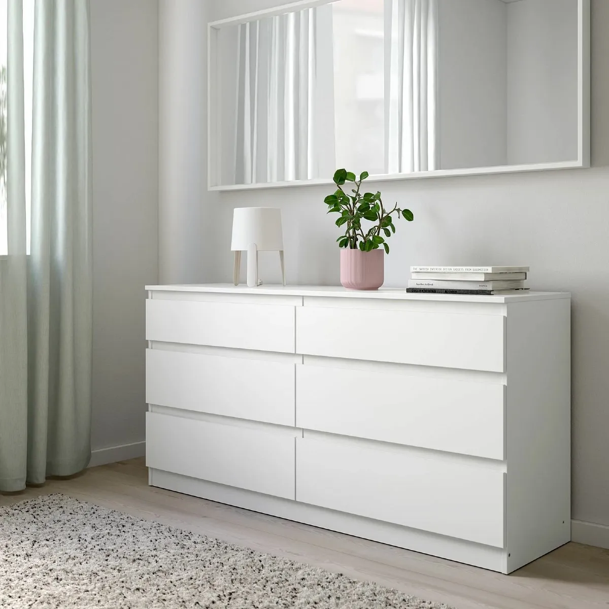 Kullen Chest of 6 Drawers 140x72 cm White - Image 2