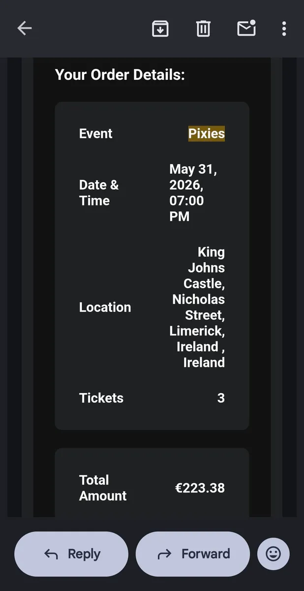 3x Pixies Tickets Limerick - Image 2