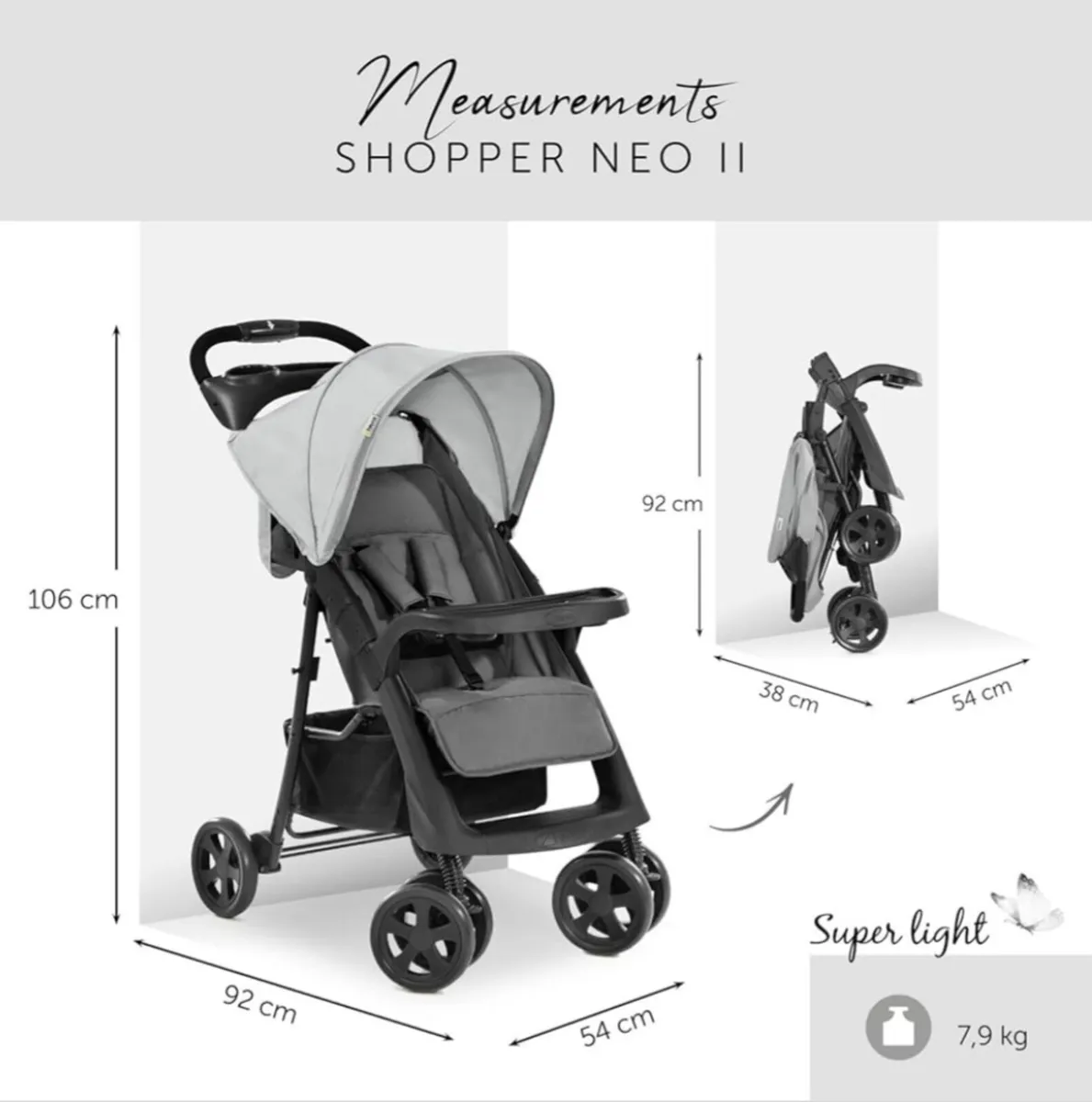 Hauck Shopper Neo 2 Pushchair, Grey-Light White - Image 1