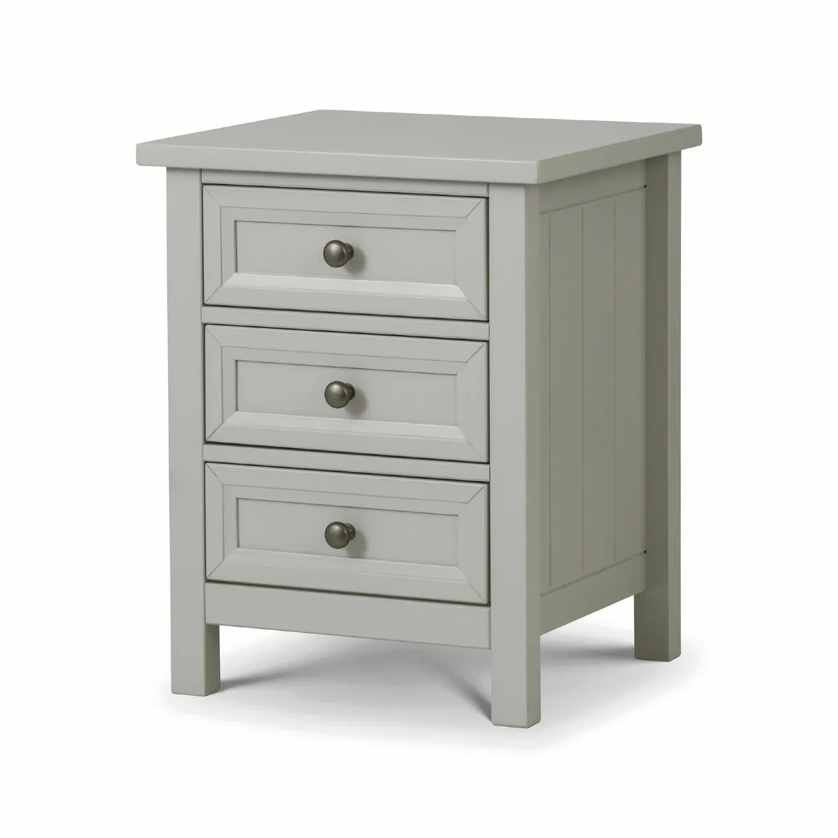 Dove Grey Wood Maine 3 Drawer Bedside Table - - Image 1