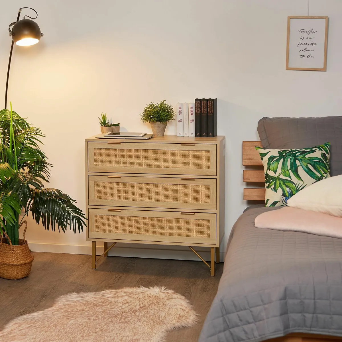 Chest of Drawers Bedroom Dresser Rattan Look - Image 4