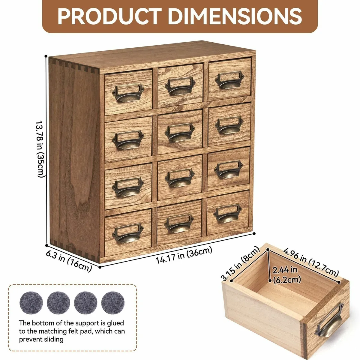 Wood Storage Drawer Units Desktop Organiser - Image 3