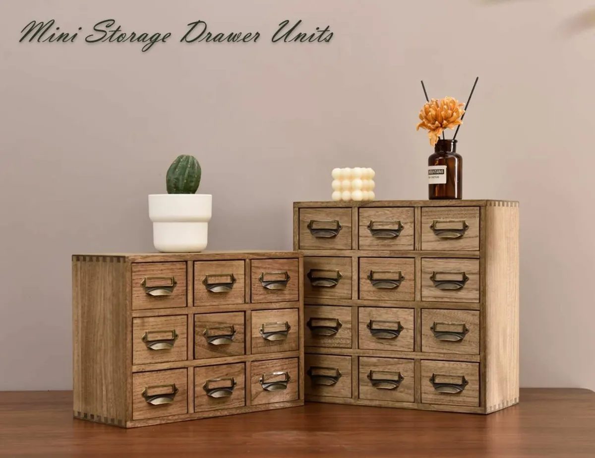 Wood Storage Drawer Units Desktop Organiser - Image 2