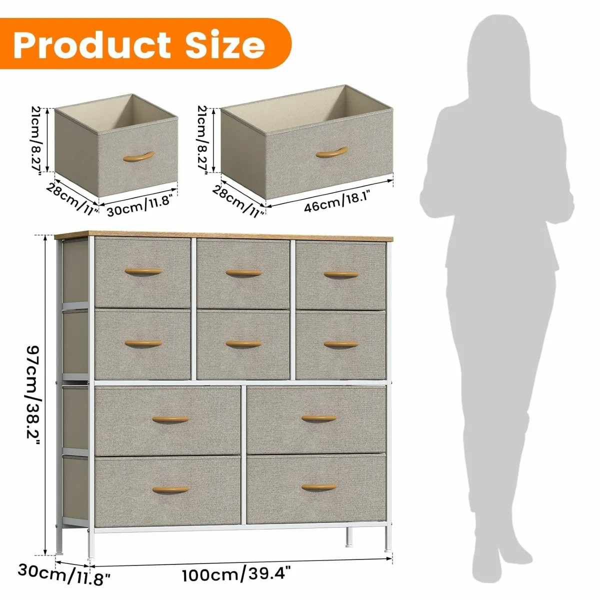 Chest of Drawers Bedroom Tall Dresser with 10 - Image 2