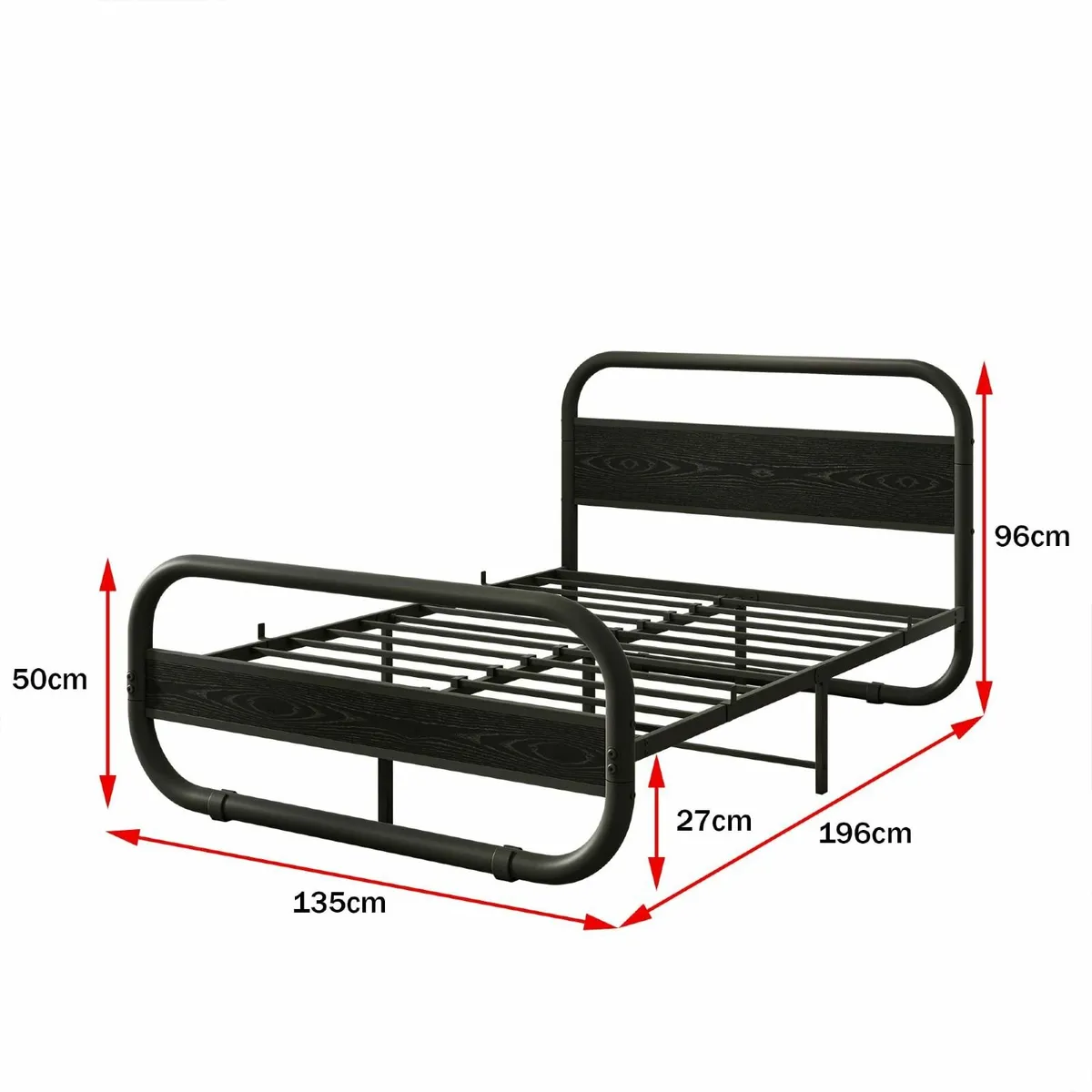 Double Size Bed Frame with Headboard Oval-Shaped - Image 2