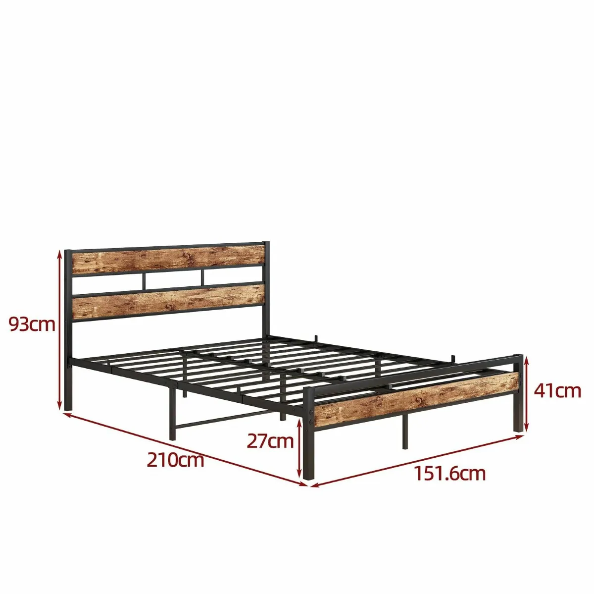 King Size Bed Frame with Wooden Headboard - Image 2