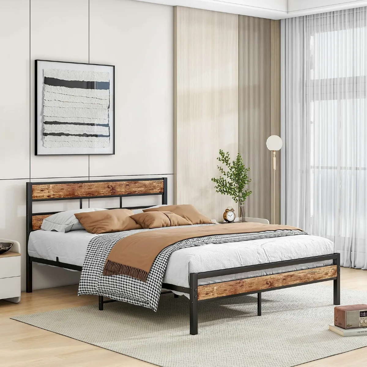 King Size Bed Frame with Wooden Headboard - Image 3