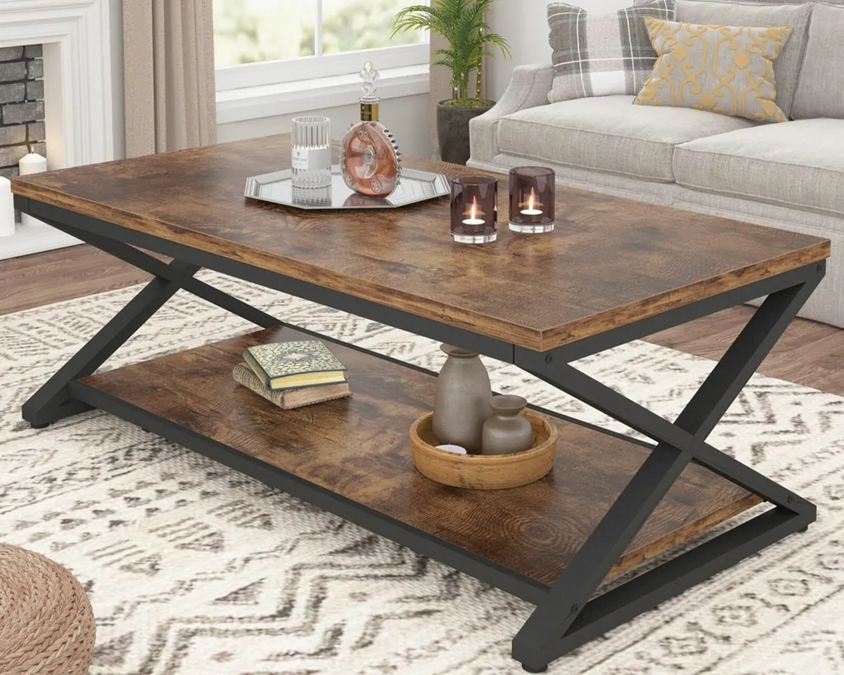 Coffee Table Modern 47 Inch with Storage Display - Image 1