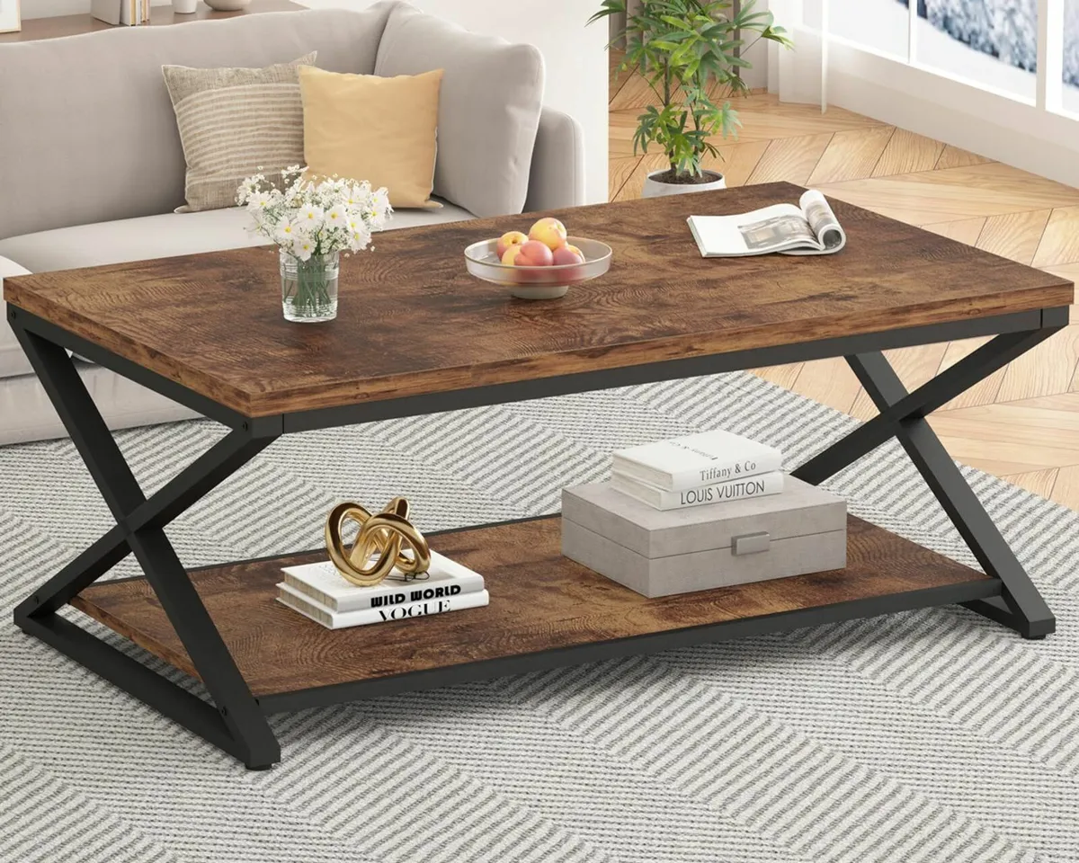 Coffee Table Modern 47 Inch with Storage Display - Image 3